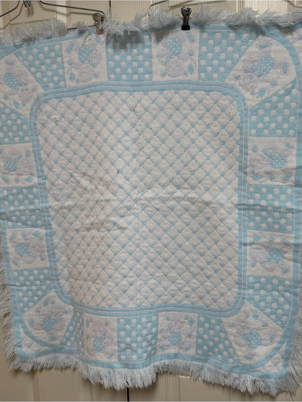 Vintage Carriage Boutique Pink Blue Teddy Bear Blanket